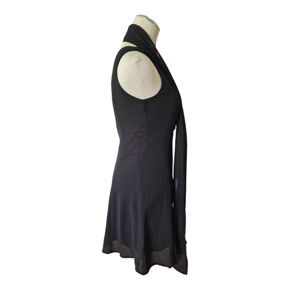 Commense Black One Shoulder Mini Dress Sewn‎ Scarf Wrap Size Small NWT Cocktail - Picture 6 of 9